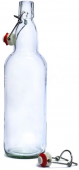 Бутылка с бугельной пробкой, 1 л, прозрачная